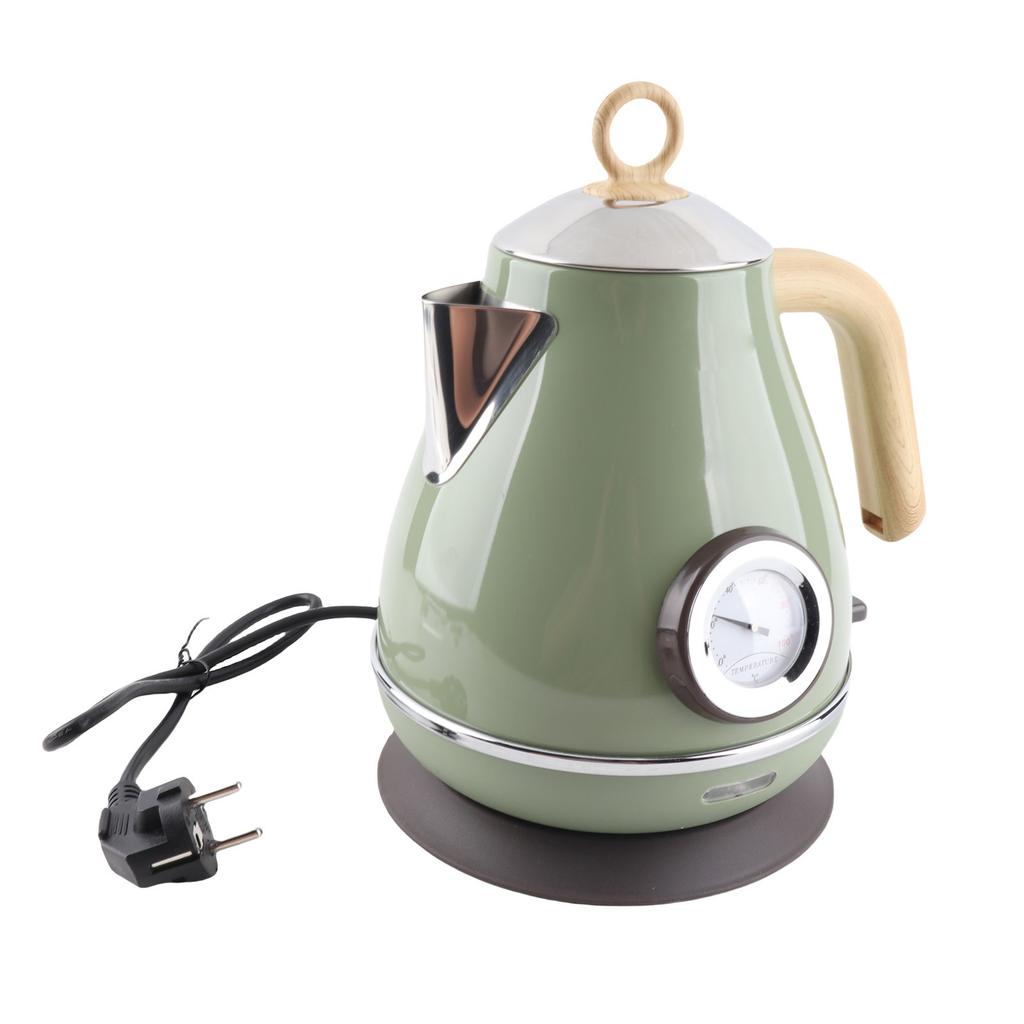 1.7L Electric Kettle Retro Wood Grain Dry Boil   Home Electric Kettle with Temperature Display