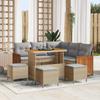 9 Piece Garden Sofa Set with Cushions In Beige and Light Grey