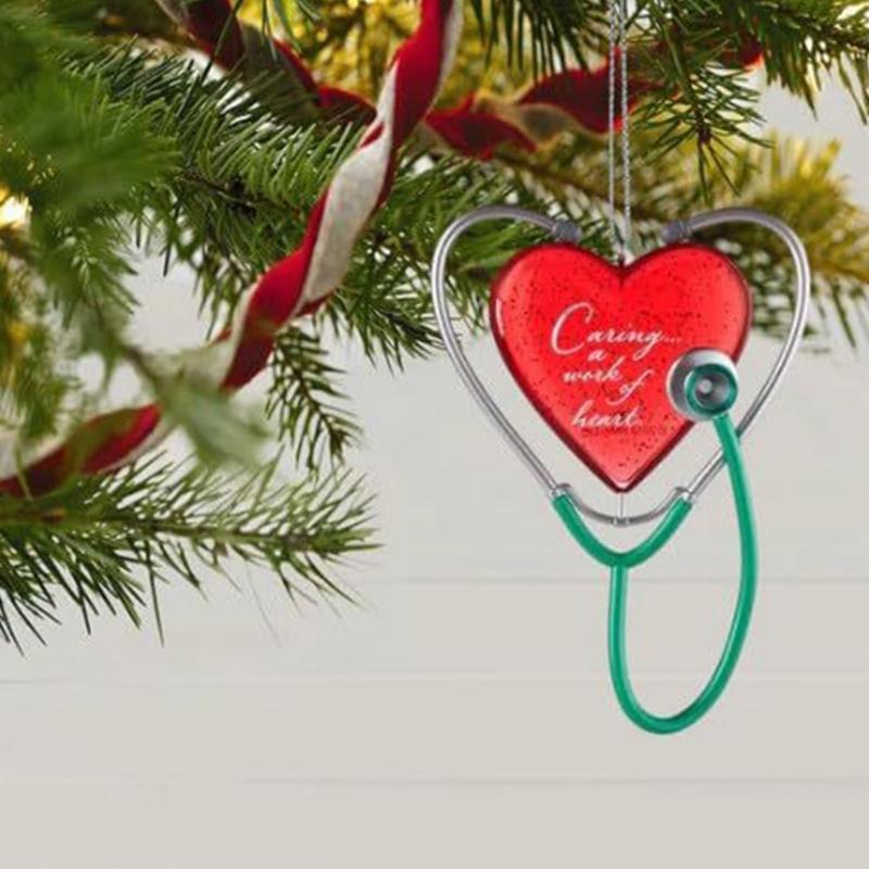 Heart Stethoscope Hanging Ornament Christmas Festive Unique Heart Stethoscope Hanging Ornament