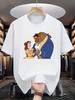Disney Beauty and The Beast Belle Beast Printed T Shirt Men Women Casual Short Sleeve Cartoon Graphic Tee Tops