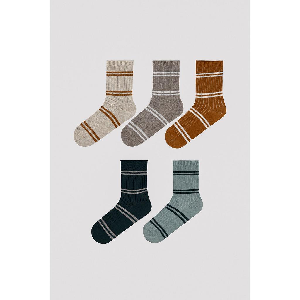 Block Striped 5 Socket Socks