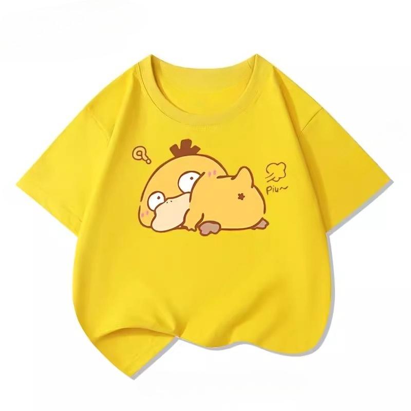 Potdemiel Summer New Pikachu Print Childrens Cotton TShirt Boys and Girls Comfortable and Breathable Childrens TShirt