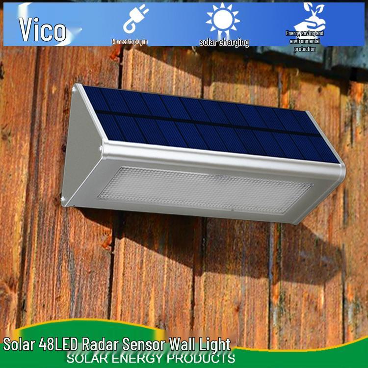 Smart LED Waterproof Solar Wall Light with Microwave Radar Sensor for Outdoor Courtyard