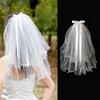 2PCS Elegant Bride's Head Gauze Bow Tied Wedding Gauze Double Layered Headband  Wedding Photos