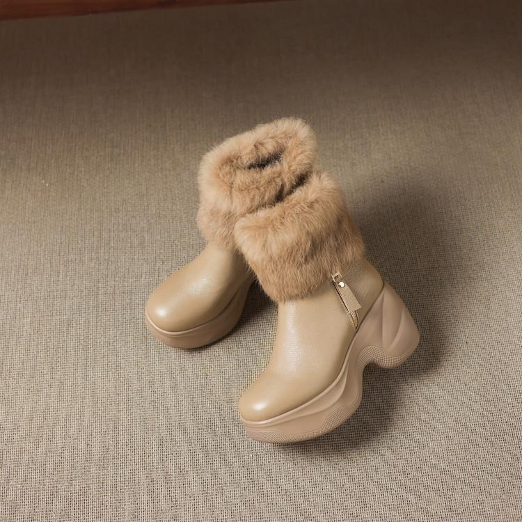 

Xiaohongshu mainly promotes 2025 autumn and winter Mao Mao Spice Girl warm high waterproof platform slope high heel side zipper Martin boots 39 абрикосовый