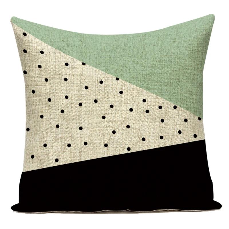 Decorative Throw Pillows Case Simply Green Geometric Polyester Sofa Cushion Cover For Living Room Home Decoration