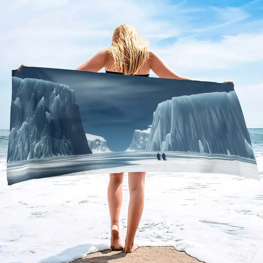 Microfiber Iceberg Beach Towel,Beach Towels Oversized, Quick Dry Sand Free Bath Towel Large, Absorbent Sup Soft Bathroom Towel