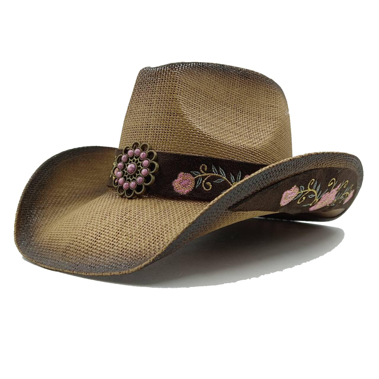 

Western Cowboy Straw Hat Embroidered Decal 2026 Low Price Clearance Cowboy Hat Sun Hat Spring/Summer Wide brimmed Hat Sombrero 56-58cm