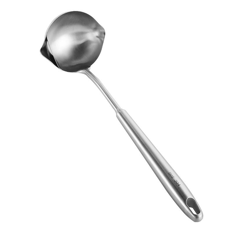 Cucina Domestico Acciaio Inossidabile 304 Separatore di Grasso Mestolo da Zuppa con Manico Lungo Isolante in Legno Manico in Legno Mestolo per Zuppa
