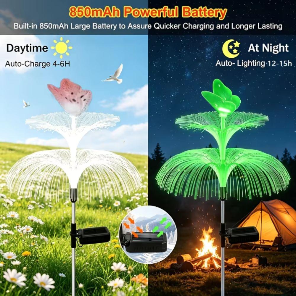 Colorful Outdoor Solar Light Waterproof Jellyfish Lawn Light Fiber Optic Lamp Yard/Pathway Decor