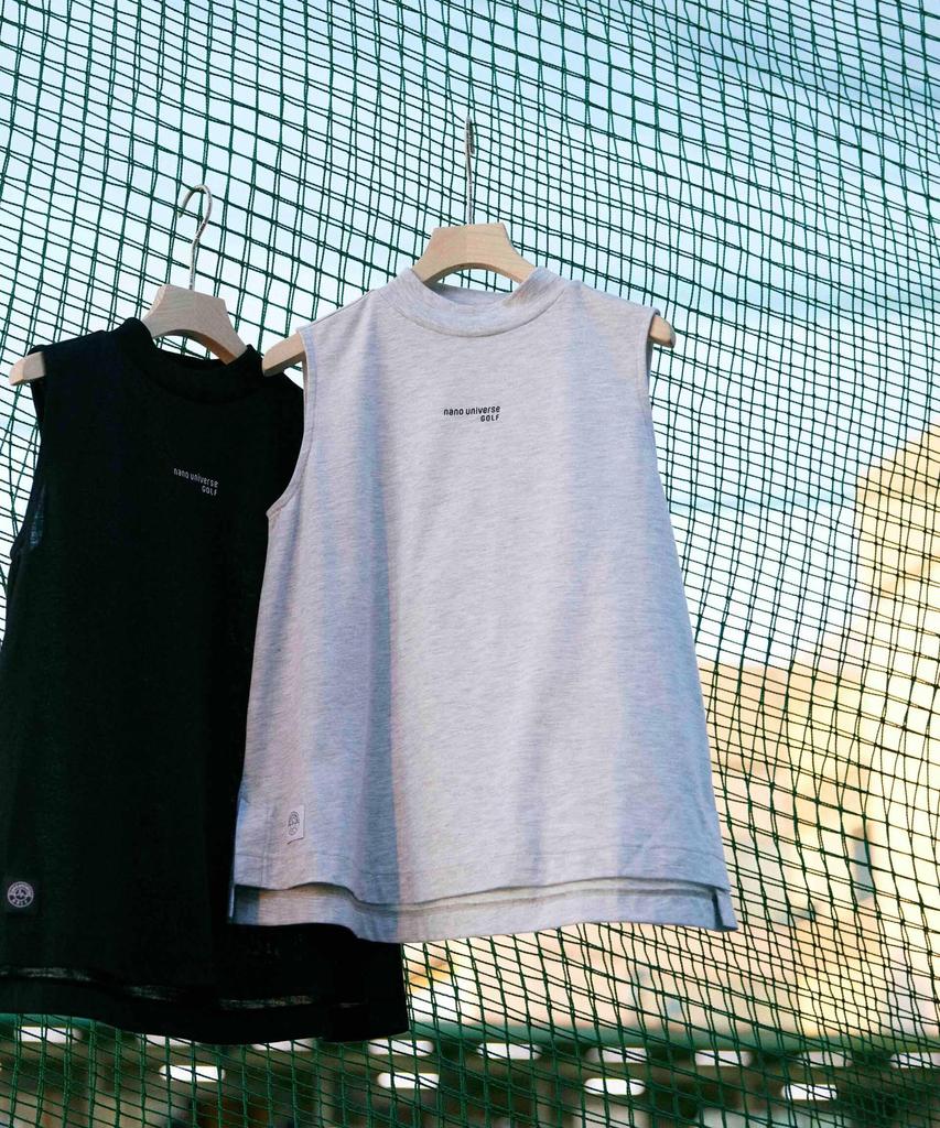 Nano Universe Sleeveless Mock Neck Size Golf Shirt, S, Gray,