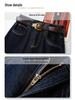 2024 Women's Dark Blue High Waist Wide-Leg Jeans: Slimming, Loose-Fit, Small Size