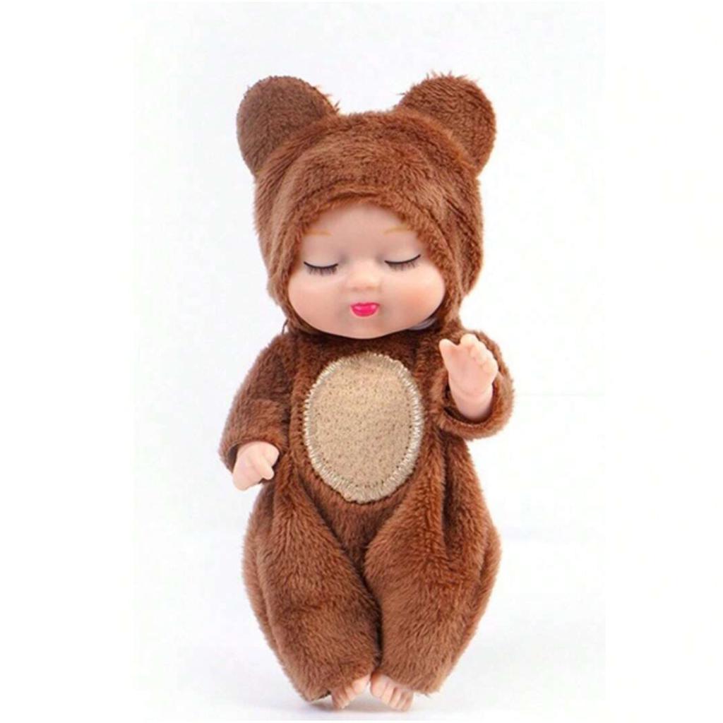 1/Pcs 4-Inch Mini Baby Reborn Doll 6-Piece Gift Set Cute Baby Doll Toy With Animal Clothes Can Sit Or Lie Down