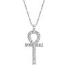 Amulet Talisman Ankh Cross Pendant Necklace Women Crystal Rhinestone Egypt Egyptian Key Life Religious Chain Jewelry Gift