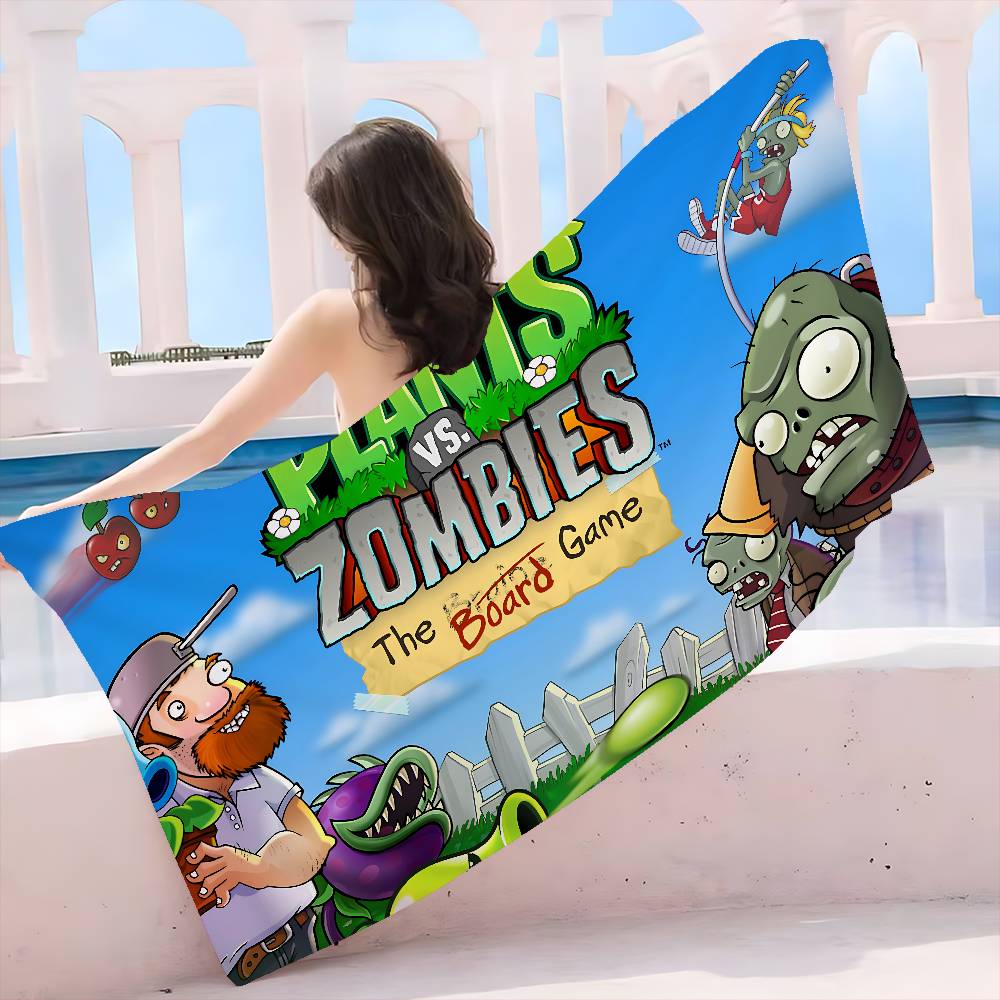 Classic Game P-Plants Vs Z-Zombies Beach Towel Bath Towels for Girl Microfiber Quick Dry Custom Sand Free Beach Spa Gym Pool