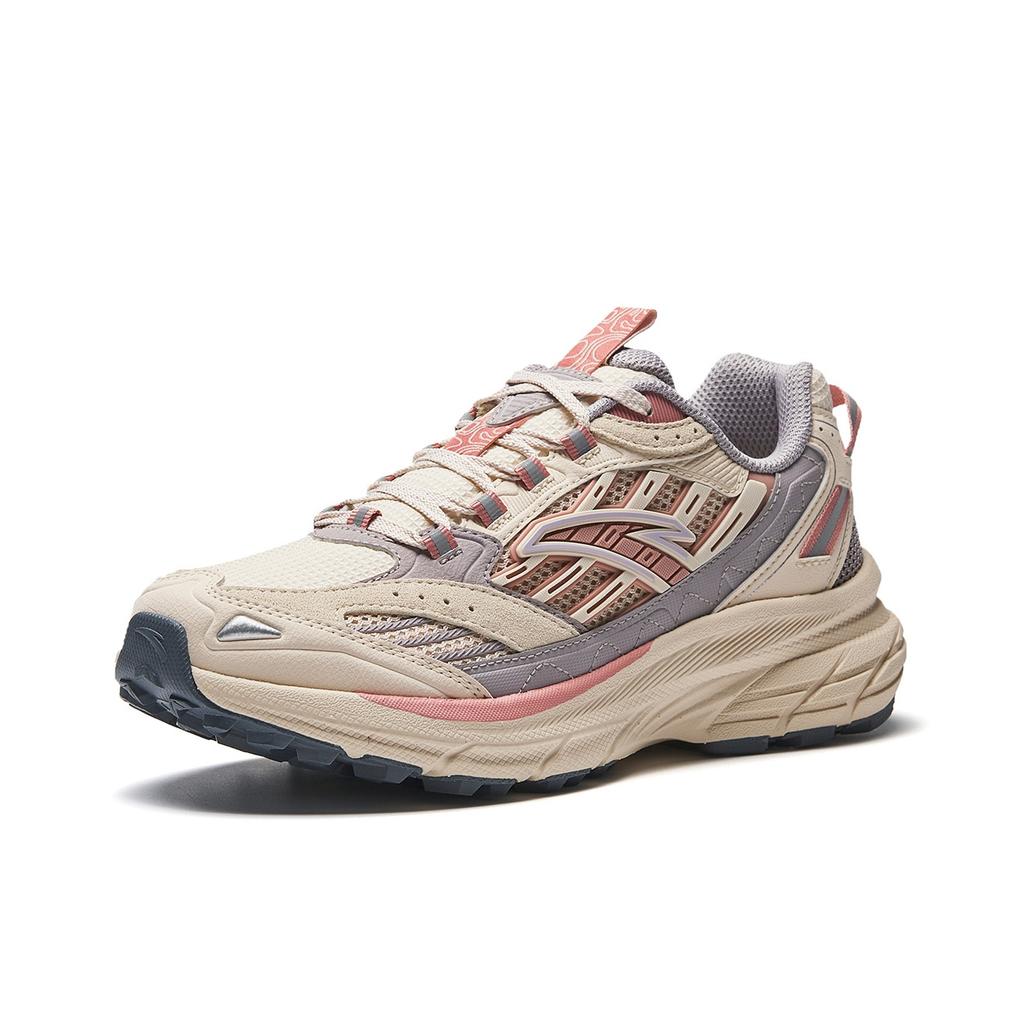 Anta AT957 Lightweight Non-Slip Casual Retro Fashion Fabric Synthetic Leather Low-Top Running Shoes Women Sneakers Khaki Magic-Carpet-Gray 922535596-2