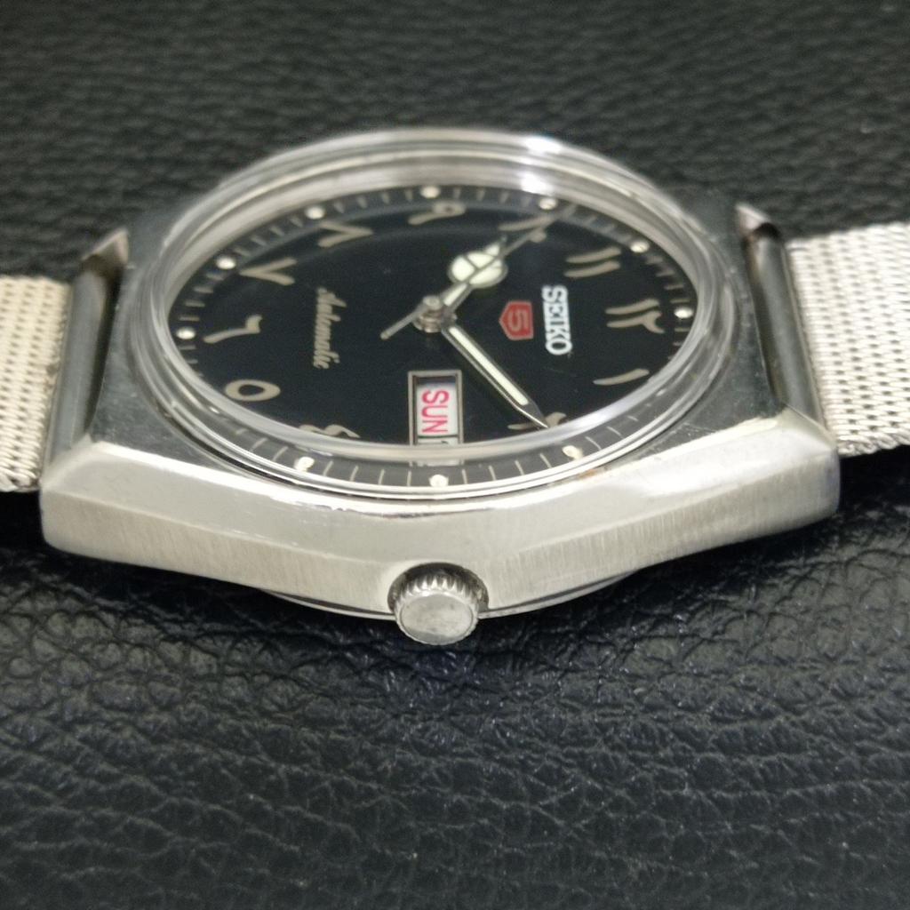 VINTAGE SEIKO 5 AUTOMATIC JAPAN 6309A MENS ARABIC BLACK DIAL WATCH A701319-5 R206a-a701319