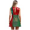 Costume di Natale da Donna a Strisce Caramella Senza Maniche Vestito da Festa Body da Ballo Balletto