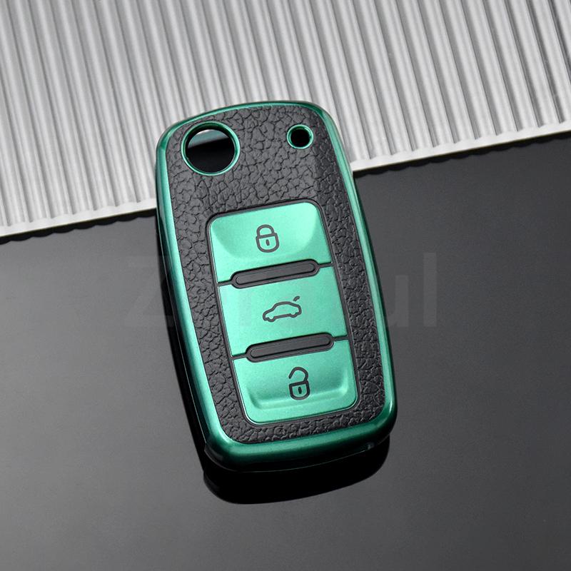 2/3 Button Car Key Case Cover For Volkswagen Vw  Bora Beetle Caddy T5 Passat Up Eos Tiguan For Skoda A5 Seat Leon Alte Bag Shell