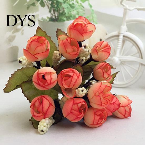 Dolce bouquet di boccioli di rosa artificiali, stoffa per la casa, rosa, 15 fiori su 1 pezzo