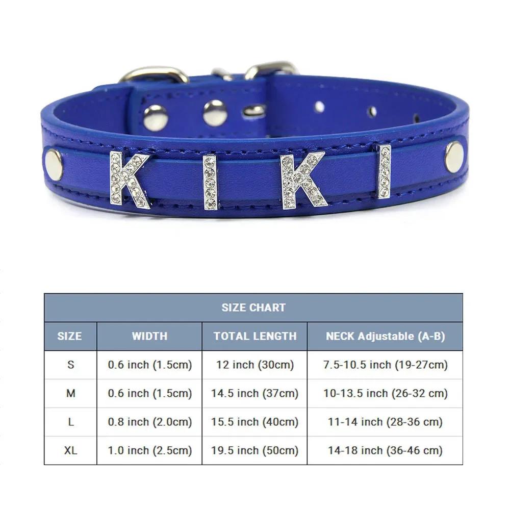 (Lettera Gratuita con Strass Bling)Collare Personalizzato in Pelle per Gatto Cane Collari per Cuccioli per Cani Piccoli Medi Target Nome ID Personalizzato