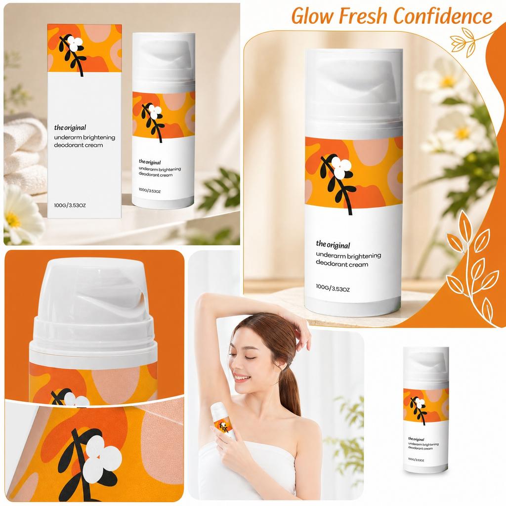 Underarm Brightening Deodorant Cream Natural Formula with Moisturizing Ingredients and Odor Control for Sensitive Skin 100g 3 53oz