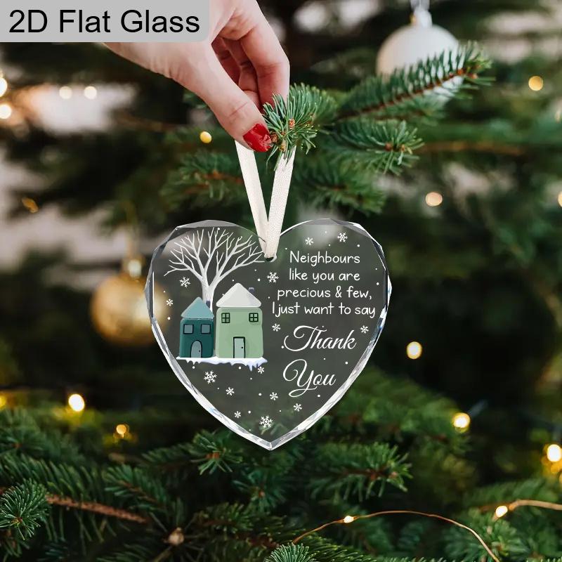 Glass Heart - Shaped Neighbour Ornament, House Design Hanging Keepsake, Ideal Gift for Neighbors, Home Decor,gift for Neighbour Appreciation