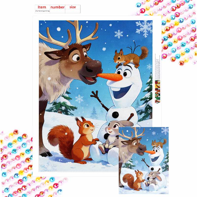Disney Frozen Olaf Sven diamond painting art painting handmade diy5D home decoration gift Round 20x30cm