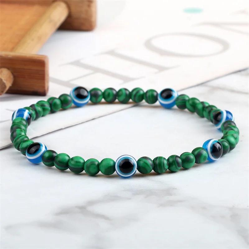 Türkisches blaues Armband mit bösen Augen, 4 mm Mini-Perlen, natürliches Tigerauge, Lavastein, Glücksarmbänder für Frauen und Männer, Schmuck, Pulseras Homme