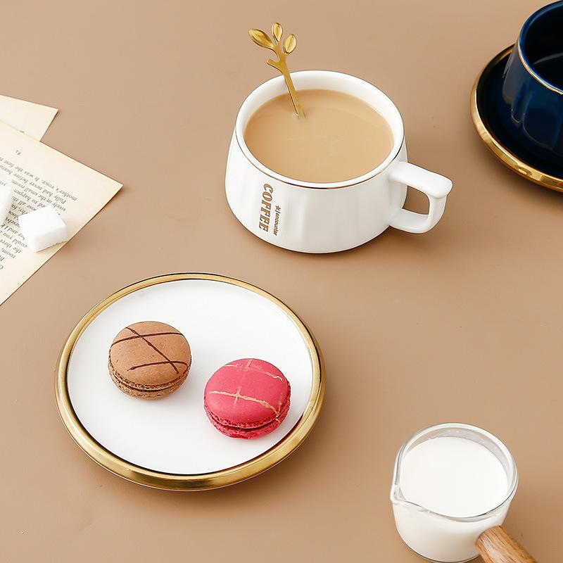 Keramik-Kaffeetassen-Set für Zuhause, Büro, Nachmittagstee mit Löffel für Paare, Männer und Frauen, Frühstückstasse