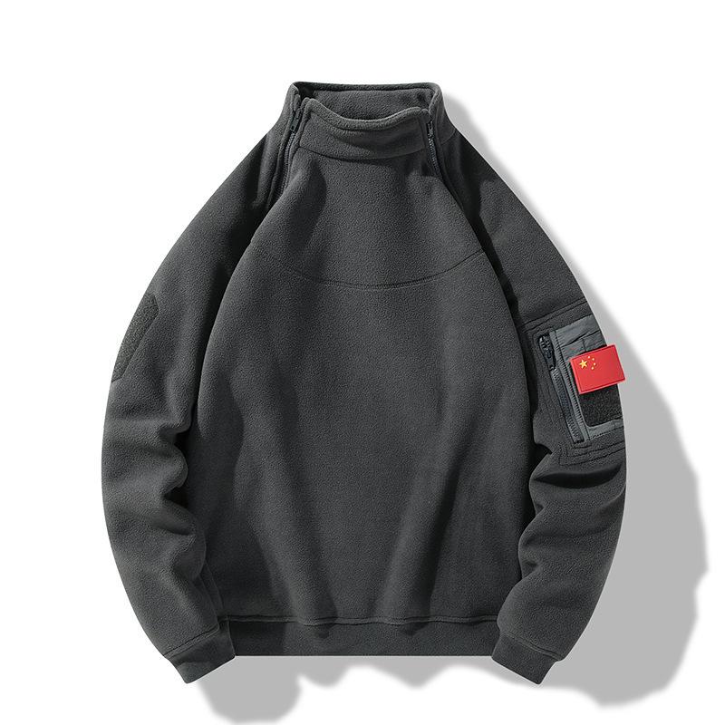 Tactical Fleece Windproof Autumn and Winter Fleece Thickened Versatile Stand-up Collar Half Cardigan Men's Outdoor Jacket Men