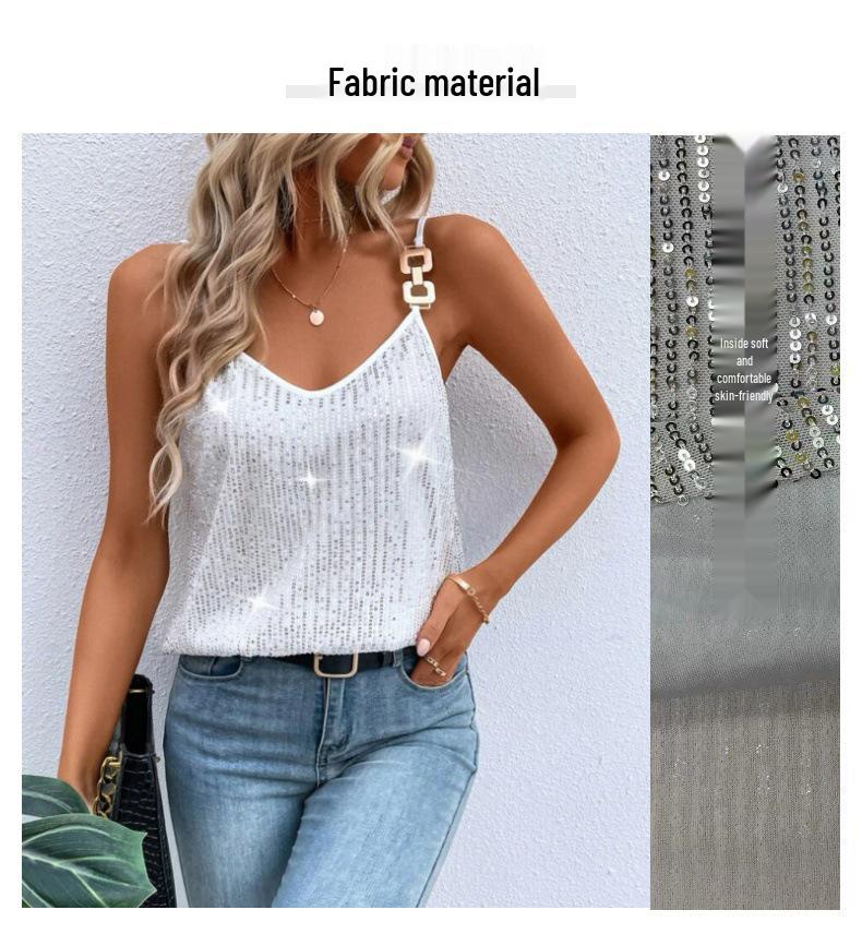 2024 Cross-border Fashion: Women's Sequin Camisole Vest for Banquet & Annual Meetings