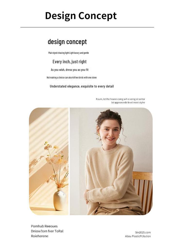 2025 Cashmere Round Neck Raglan Sweater: Loose, Slimming, Thick Knit Pullover for Women