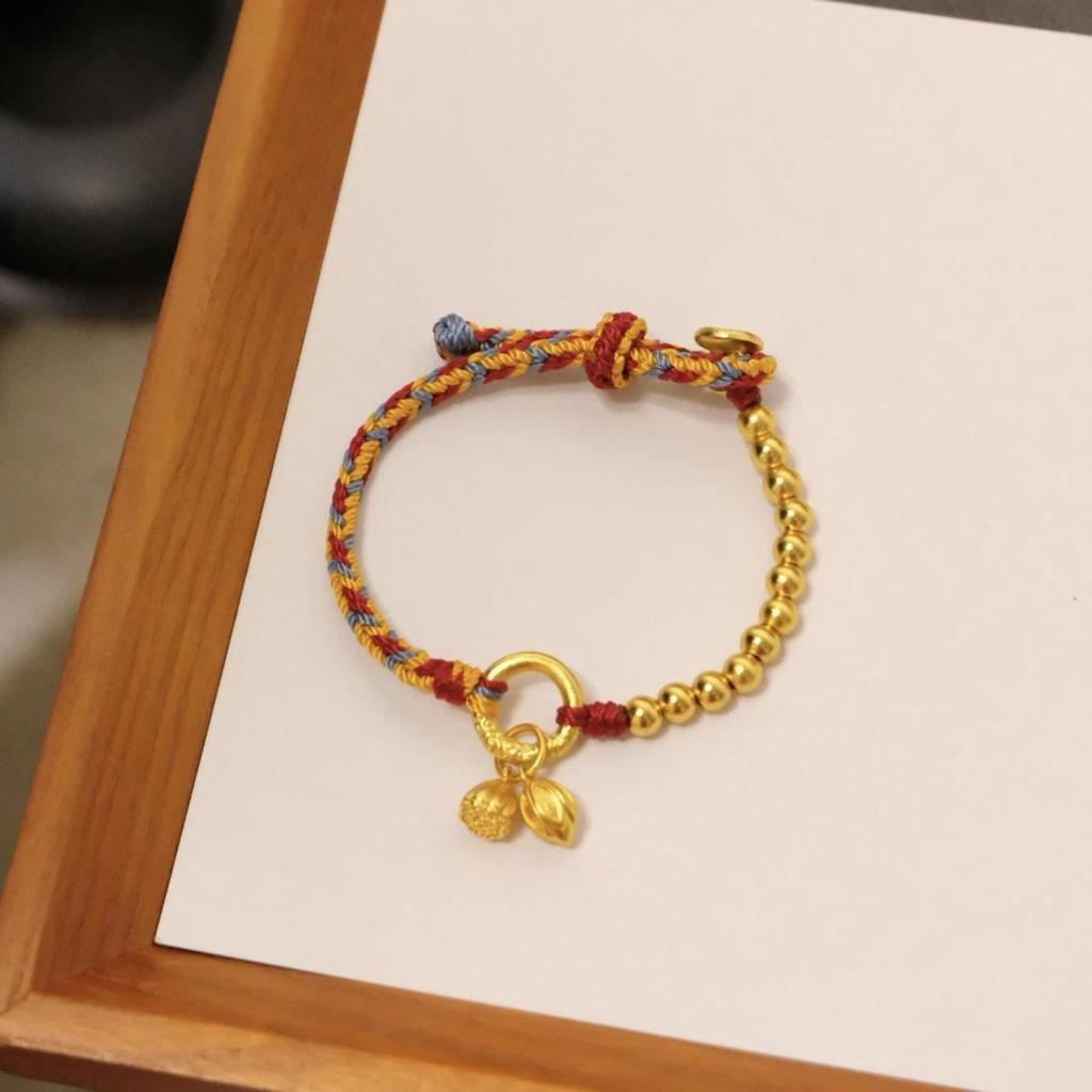 Gold-Plated Ancient Sand Gold Safety Buckle Bracelet: Strong Color Retention, Autumn/Winter National Tide Design, Five-Color Two Worlds Happy Style.