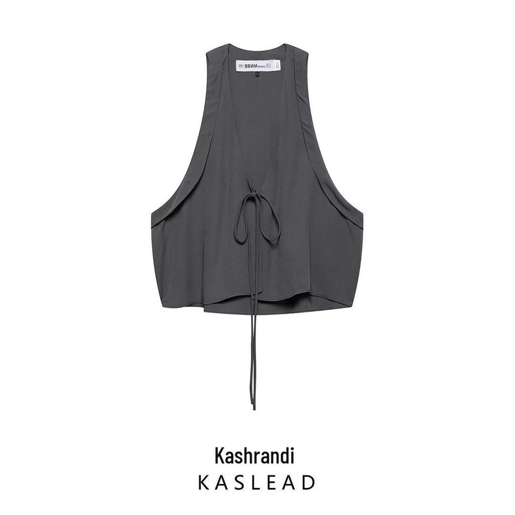 2025 Spring Women's European & American Fashion Bow Vest Top