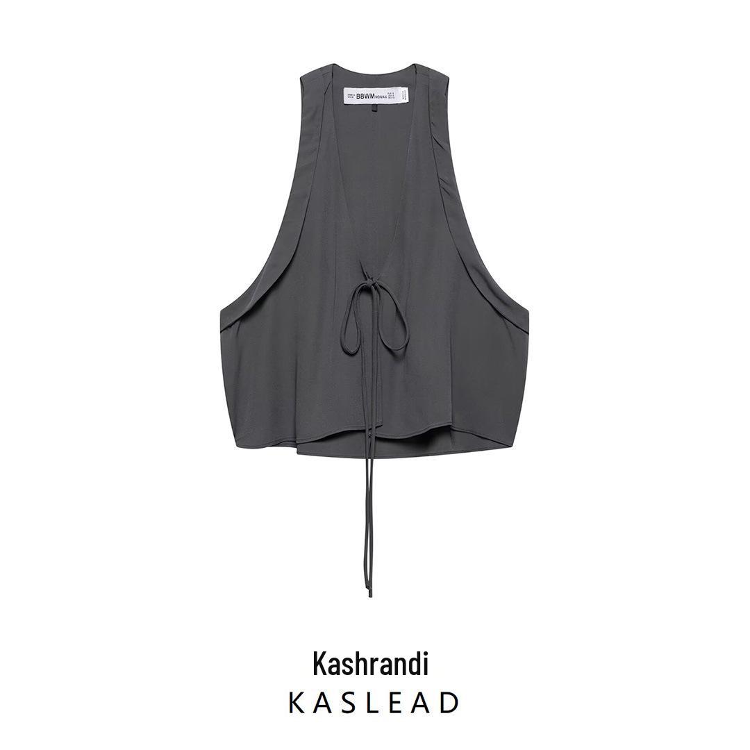

2025 Spring Women s European & American Fashion Bow Vest Top Large