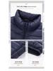 Men's Lightweight Stand Collar Down Jacket - Warm Short Ribbed Style for Autumn/Winter.