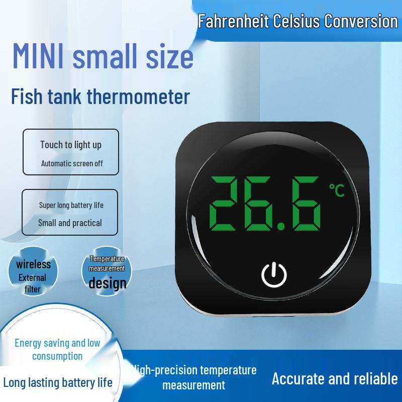 Compact High-Precision External Stick-on Aquarium Thermometer – Switchable Temperature Display for Fish Tanks