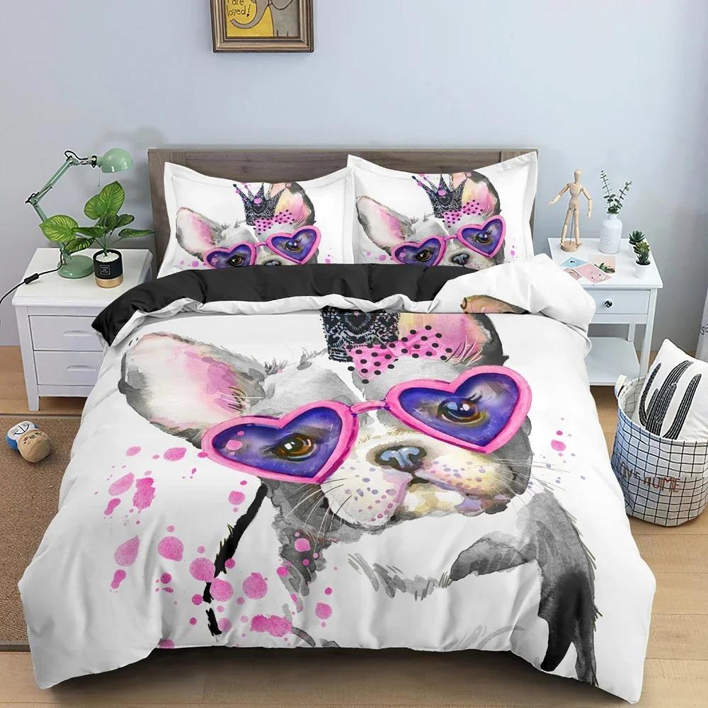 Cartoon Pet Bedding Set Cute Animals Duvet Cover Pattern Comforter Covers Twin King Size Quilt Cover With Pillowcase Bedclothes