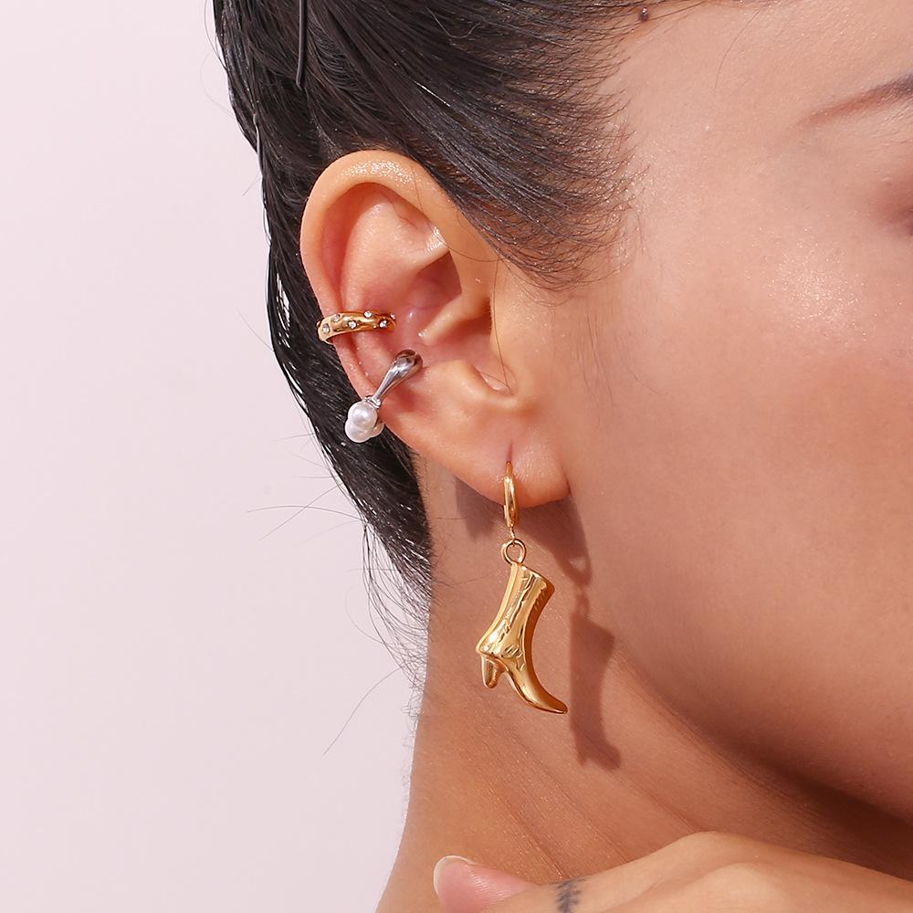 MamacitaSlay 18K Gold Plated Stainless Steel C-shaped Clip Earrings Party Creative Waterproof Jewelry Women's Simple Accessories