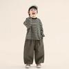 Boys Kids Crew Neck Long Sleeve Striped Casual T Shirt Spring Autumn Top