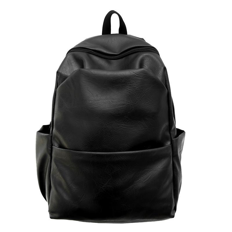 New retro backpack simple soft leather leisure travel backpack large capacity trend student class bag