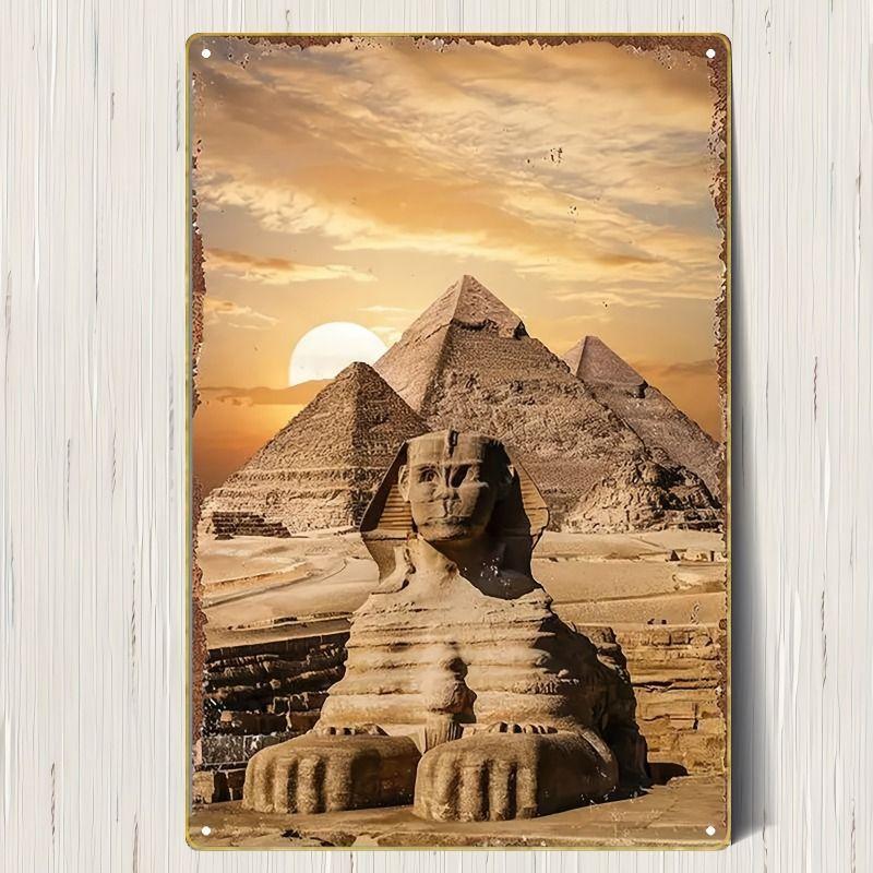 Vintage Ägyptisches Blechschild Wandkunst Heimdekor Metallposter Hängendes Schild