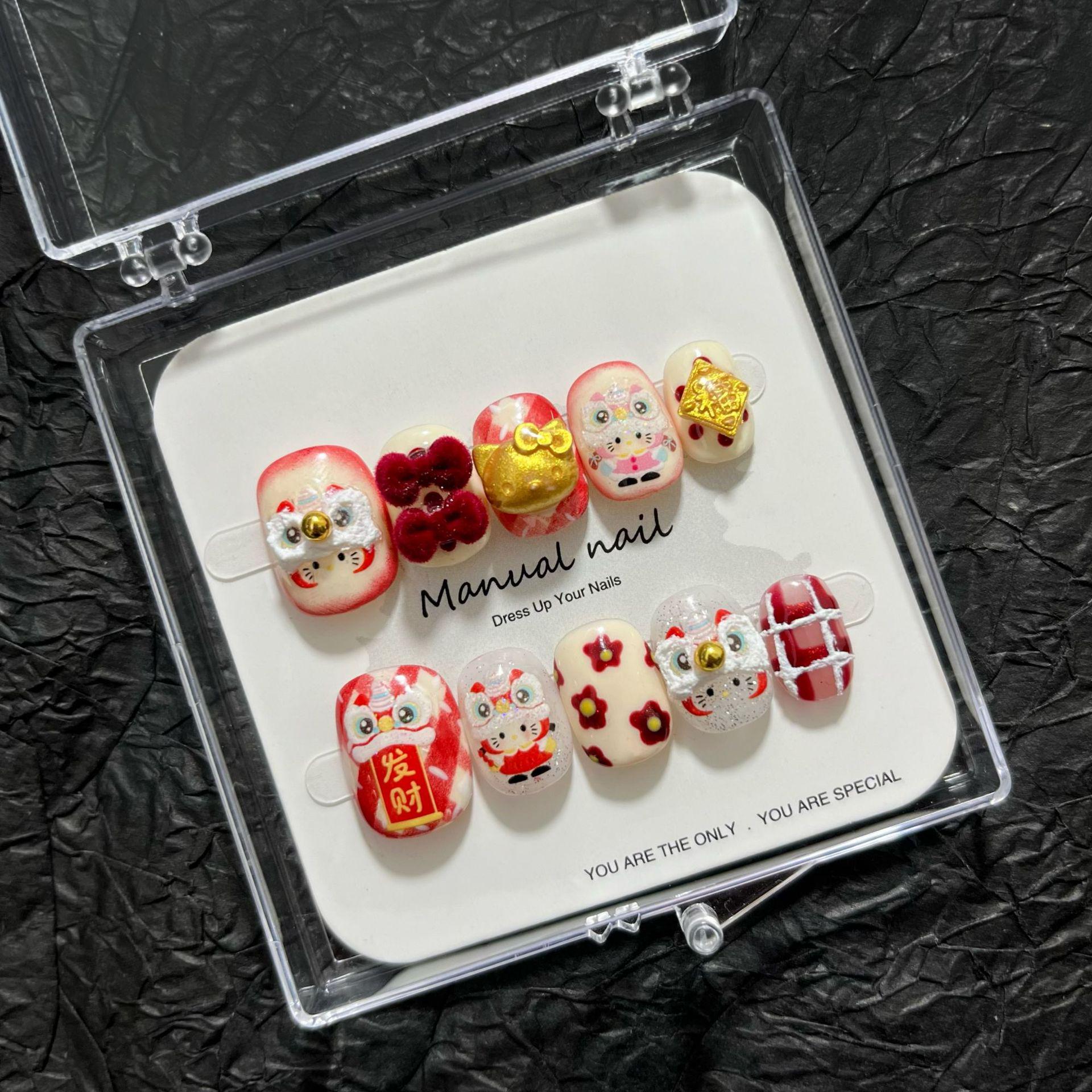 Новогодние мультяшные девушки Носимые наклейки для нейл-арта A653 Extra Small