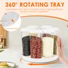 5/6 Grid Food Grain Storage Container Plastic Kitchen Storage Containers with 360 ° Rotating Base Transparent Grain Rice Dispens