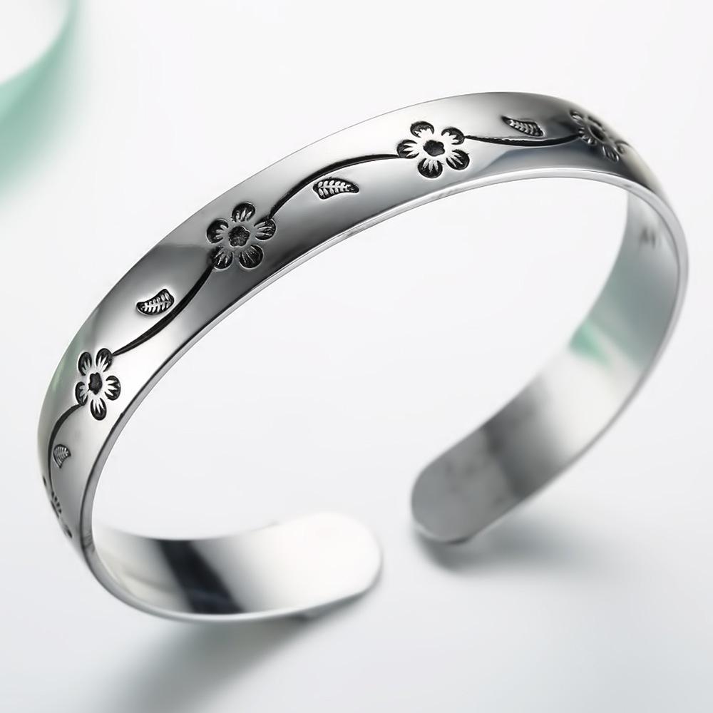Jiahui Fashion Silver-Plated Plum Blossom Women s Retro Thai Bracelet