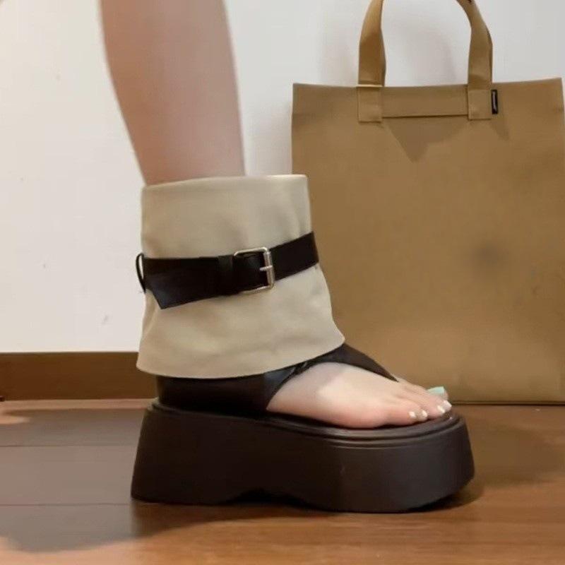 Small thick-soled toe Roman cool boots women's summer 2025 new muffin open-toed sandals