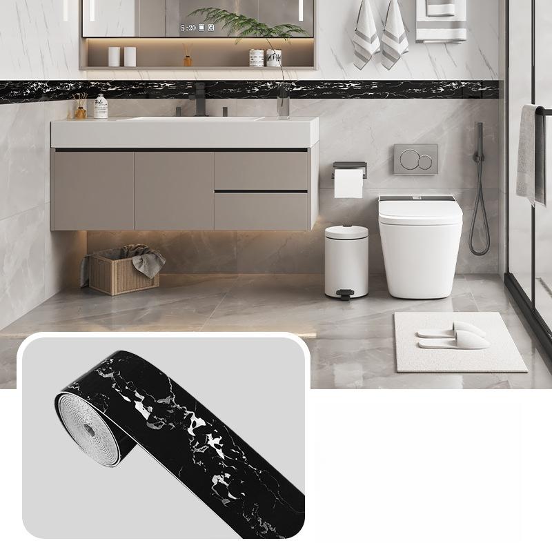 1pc 10cm X 5m PVC Self-Adhesive Marble Baseboard Sticker - Waterproof Skirting Board Protector for Corner Window Sill Home