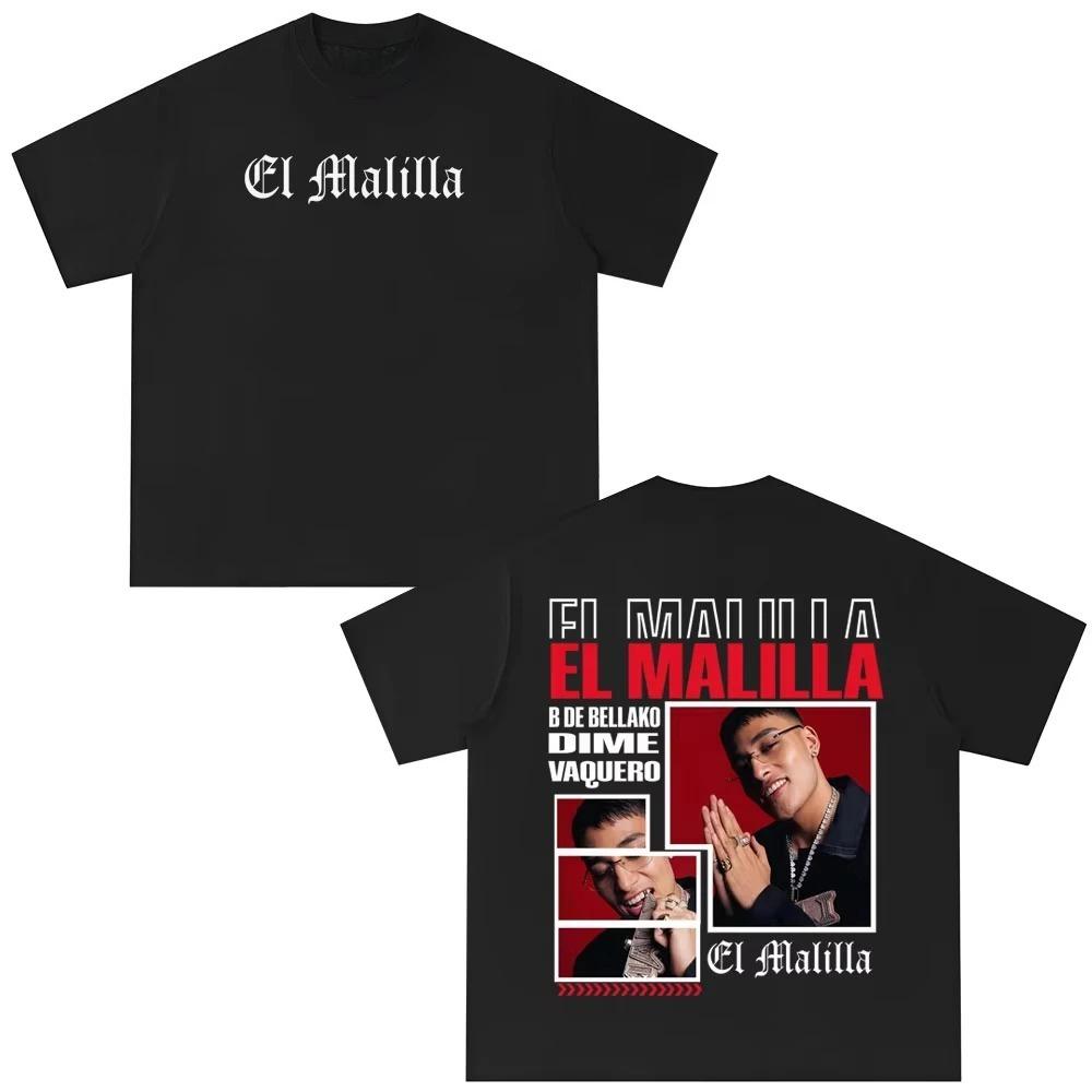 

Unisex Women Hip-hop Casual T-shirts Singer El Malilla Album Print T-shirt Summer Short-sleeved Relaxed Casual Gothic Punk T-shirt S