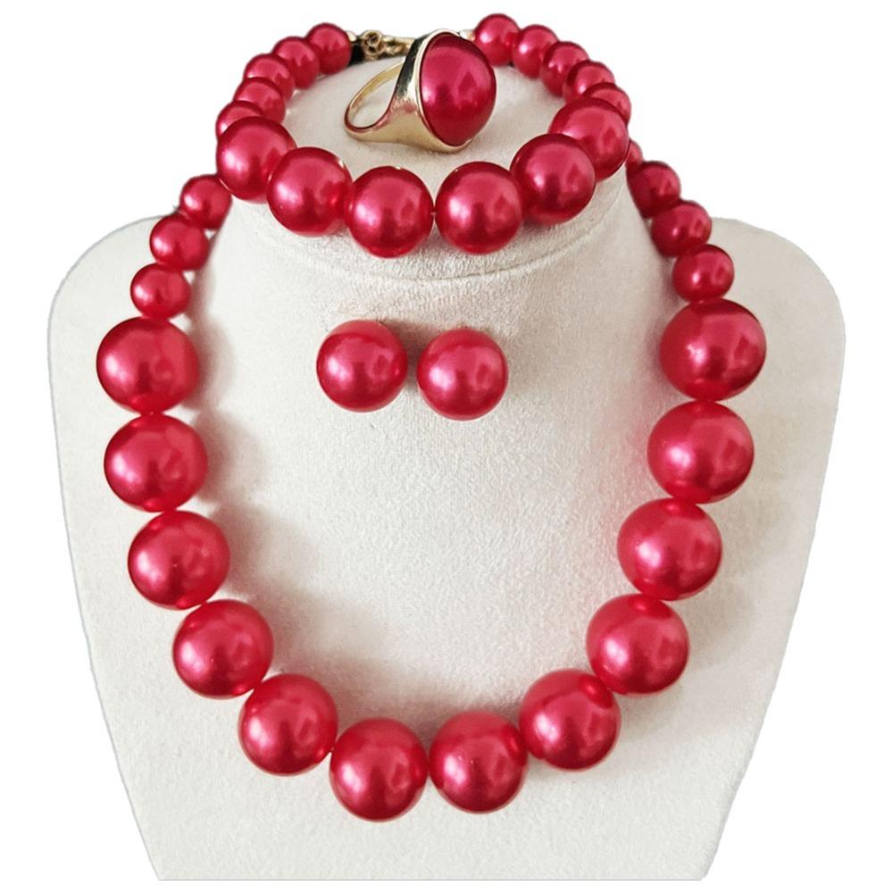 Vintage Style Necklace Bracelet Earring Ring Sets Light Luxury French Pearl Necklace Women